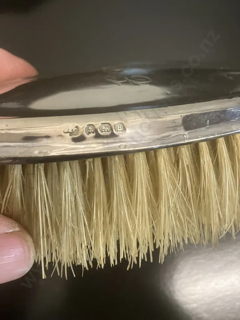 Antique Hallmarked Sterling Silver Pin Cushion 1912, Hair Brush 1926, Clothes Brush 1919 - Birmingham Image 1++