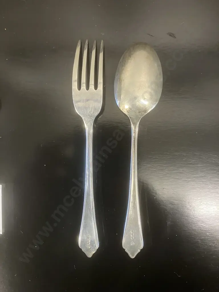 Sterling Silver Childs Fork & Spoon Set Francis Howard Hallmarked 1870 Sheffield. Hallmarked 1913 Knife Etc (70 Grams) Image 1++