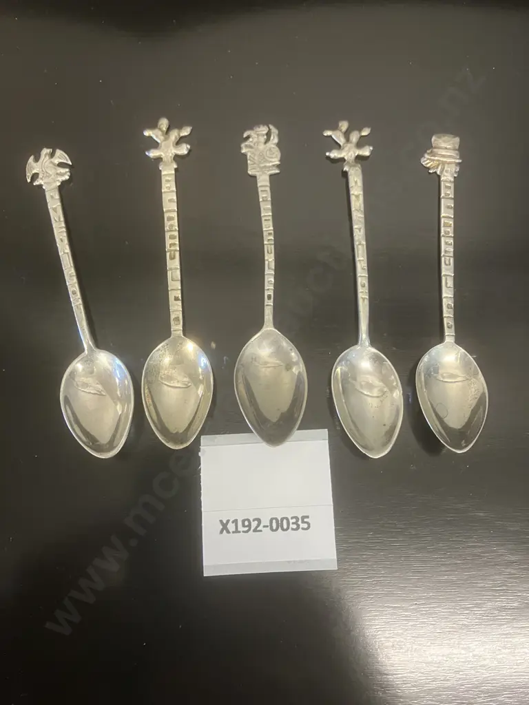 Lot of Five Silver Souvenir 'Mexico' & 'Acapulco' Teaspoons Marked 925 (23 Grams) Image 1++