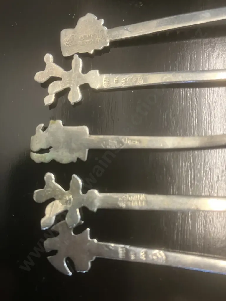 Lot of Five Silver Souvenir 'Mexico' & 'Acapulco' Teaspoons Marked 925 (23 Grams) Image 1++