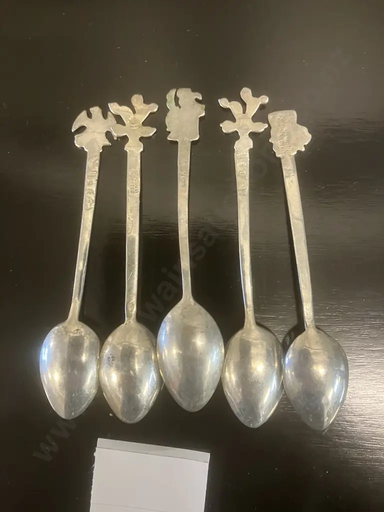 Lot of Five Silver Souvenir 'Mexico' & 'Acapulco' Teaspoons Marked 925 (23 Grams) Image 1++