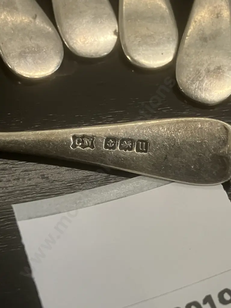 A Set of Six Hallmarked Sterling Silver Teaspoons - Charles Wilkes Birmingham 1919. One Miss-Shaped. (64 Grams) Image 1++