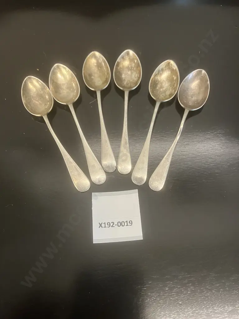 A Set of Six Hallmarked Sterling Silver Teaspoons - Charles Wilkes Birmingham 1919. One Miss-Shaped. (64 Grams) Image 1++