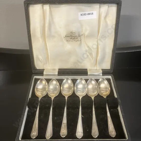 A Cased Set of Six Hallmarked Sterling Silver Teaspoons - James Dixon & Sons Ltd Sheffield 1950
