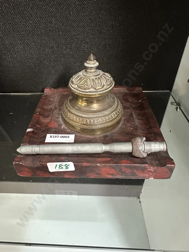 Antique Inkwell in Marble and Bronze Image 1++