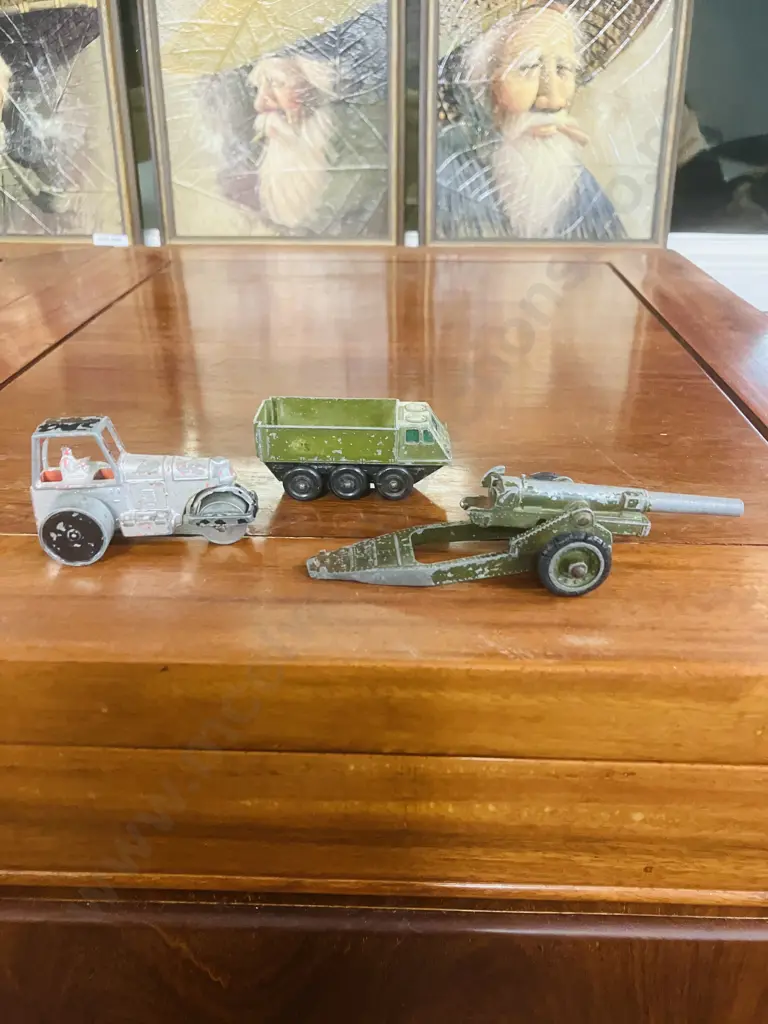 Fun Ho! Aveling Barford Road Roller (1967-1982), DINKY 693 7.2 Howitzer, Matchbox Lesney Alvis Stalwart Image 1++