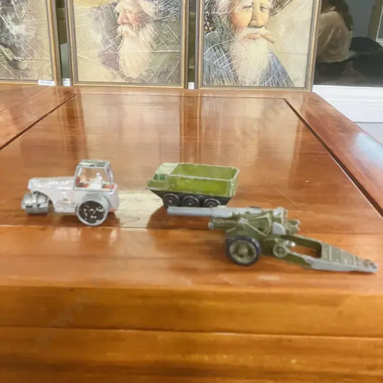 Fun Ho! Aveling Barford Road Roller (1967-1982), DINKY 693 7.2 Howitzer, Matchbox Lesney Alvis Stalwart