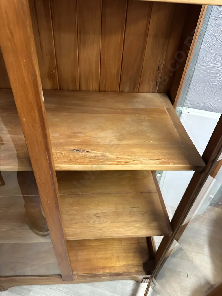 Art Deco Display/China Cabinet Tongue & Groove Back, Two Glass Doors, Three Adjustable Wooden Shelves. H174,W91,D50cm.  Image 1++