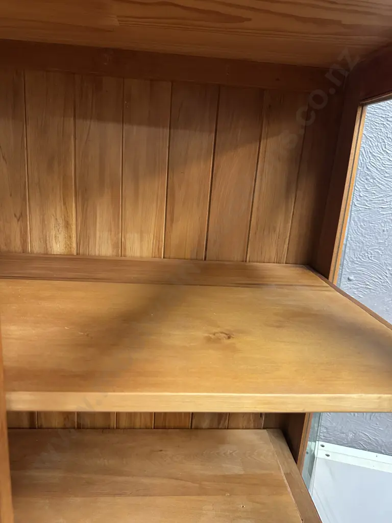 Art Deco Display/China Cabinet Tongue & Groove Back, Two Glass Doors, Three Adjustable Wooden Shelves. H174,W91,D50cm.  Image 1++
