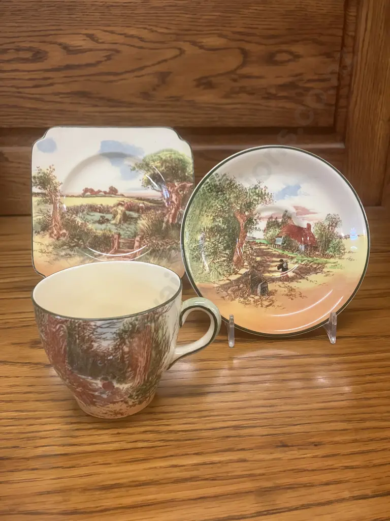 Royal Doulton Rustic England Trio D5694 Seriesware c.1939 Regd Australian Design 16306/7/8 Image 1++