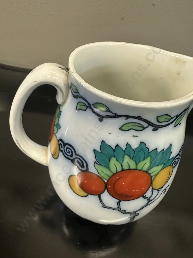 Vintage Art Deco Jug Losol Ware Keeling & Co Burslem Balloon Peach Tree Pattern #4365 H15cm. Image 1++