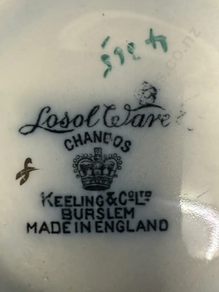 Vintage Art Deco Jug Losol Ware Keeling & Co Burslem Balloon Peach Tree Pattern #4365 H15cm. Image 1++