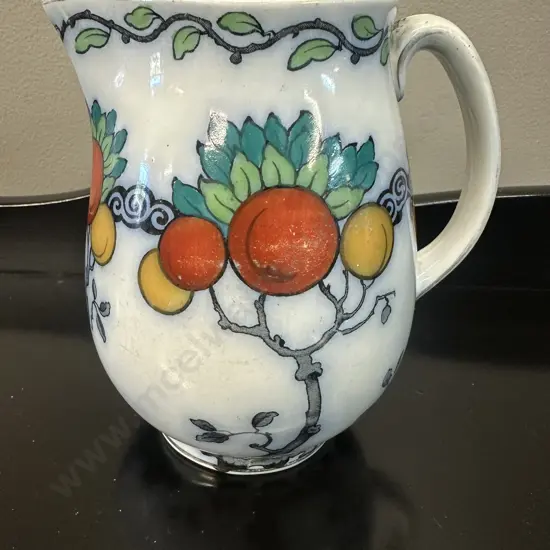 Vintage Art Deco Jug Losol Ware Keeling & Co Burslem Balloon Peach Tree Pattern #4365 H15cm.