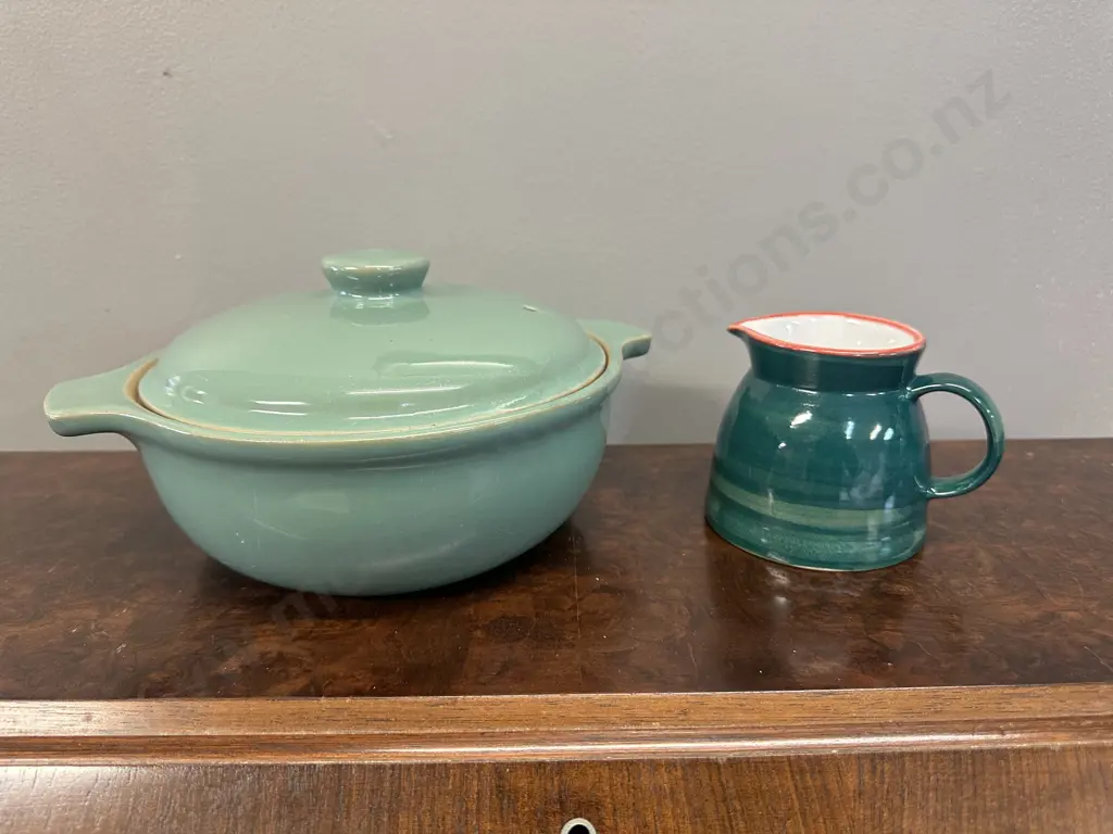 Denby Stoneware Lidded Casserole Dish 1 3/4 Pt & Temuka Creamer Image 1++