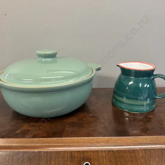 Denby Stoneware Lidded Casserole Dish 1 3/4 Pt & Temuka Creamer