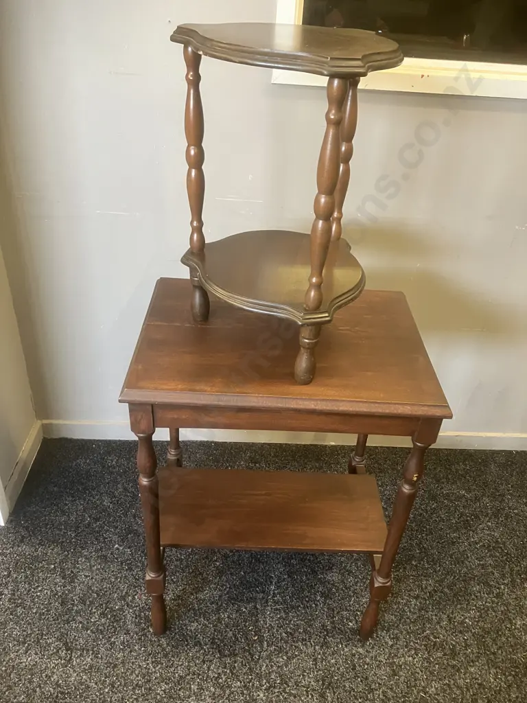 Mahogany Side Table & Plant Stand Image 1++