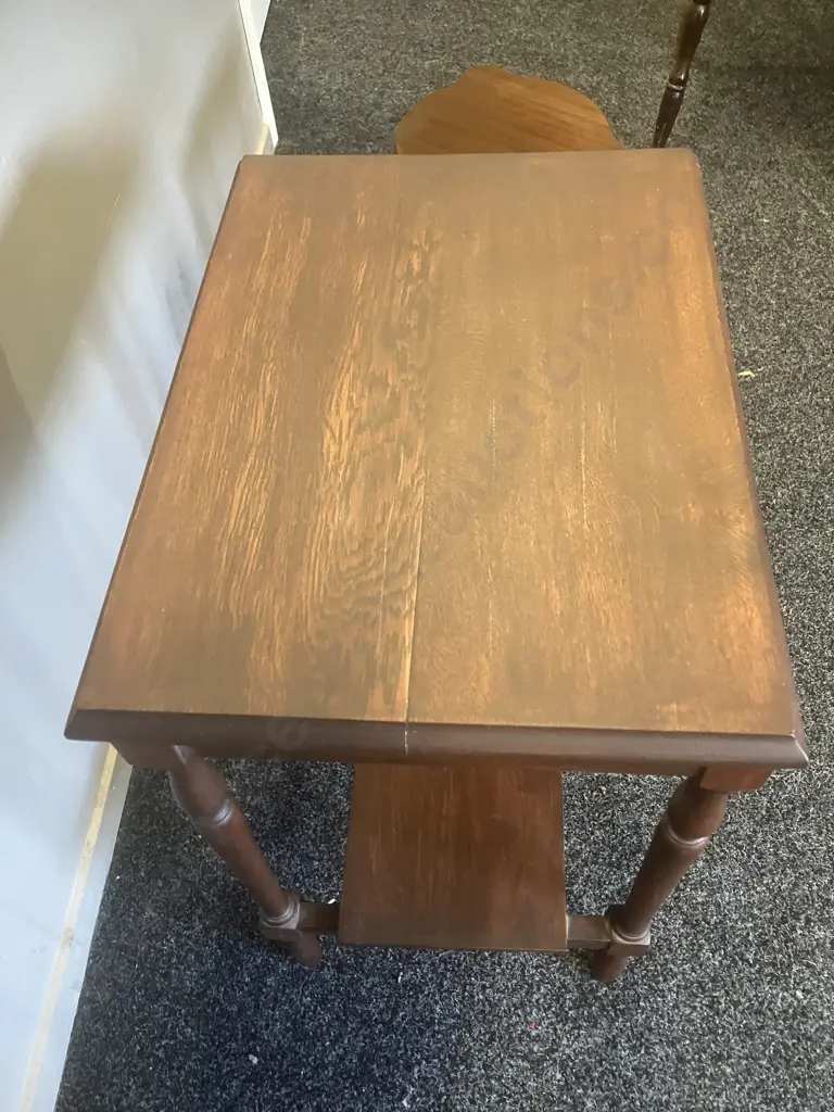 Mahogany Side Table & Plant Stand Image 1++