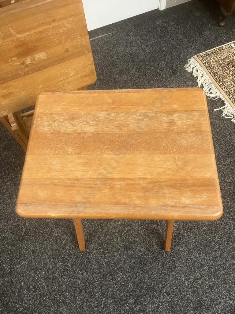 Vintage Set of 4 Wooden Folding TV Tray Tables With Stand Image 1++