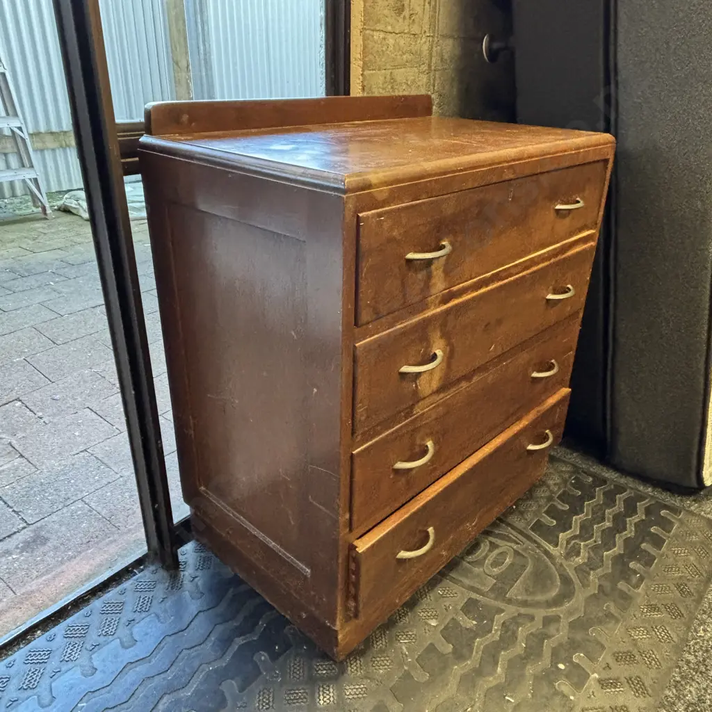 Vintage Solid Wood 4 drawer chest. H87 D47 W76cm Image 1++