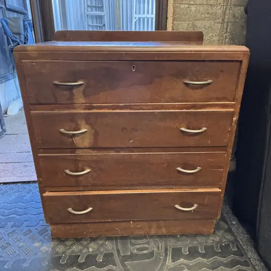 Vintage Solid Wood 4 drawer chest. H87 D47 W76cm