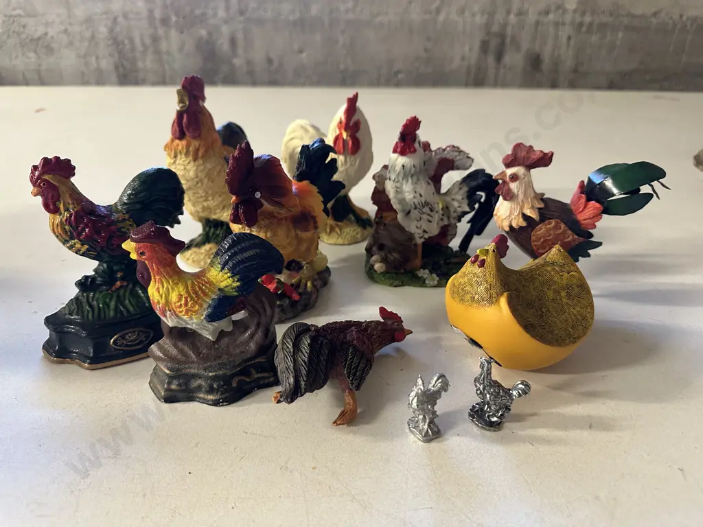 Selection Of Decorative Rooster & Chicken Figurines x11 Image 1++