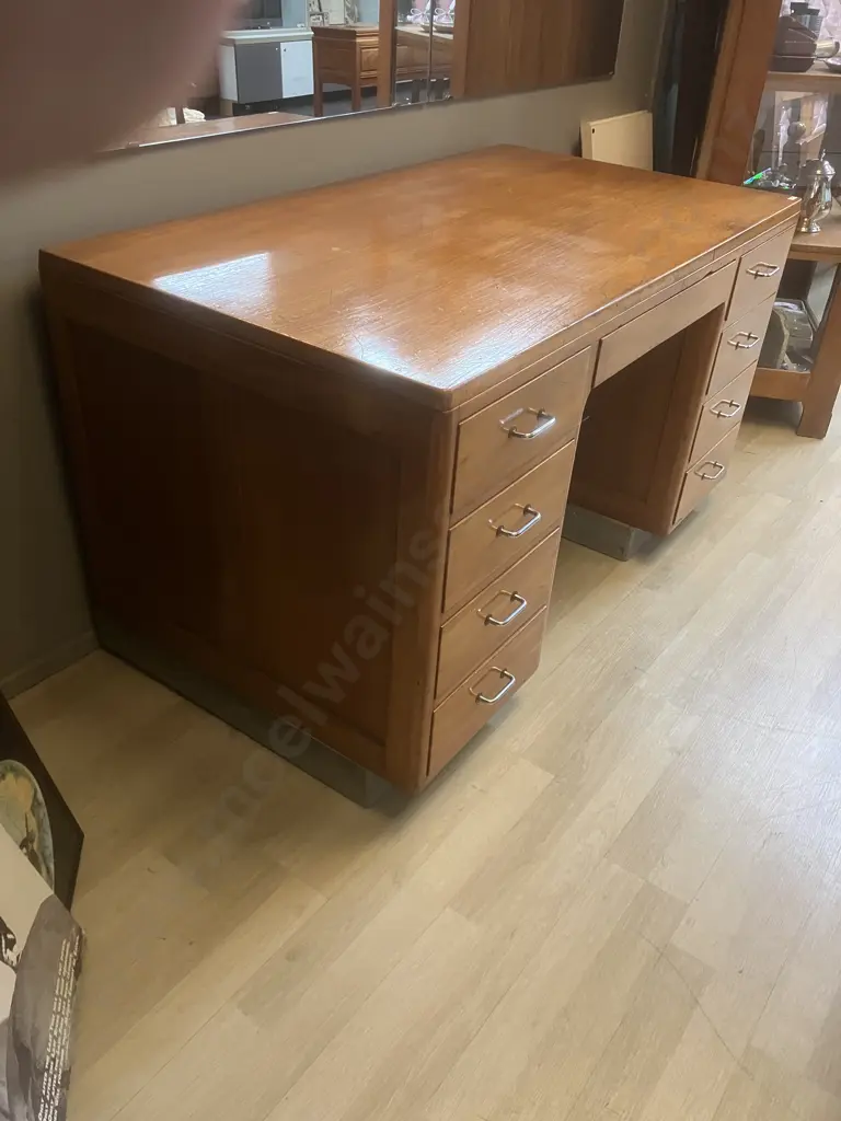 Very Solid Rimu 9 Drawer Desk. Dovetailed Drawers. H76 W76 D76 Image 1++