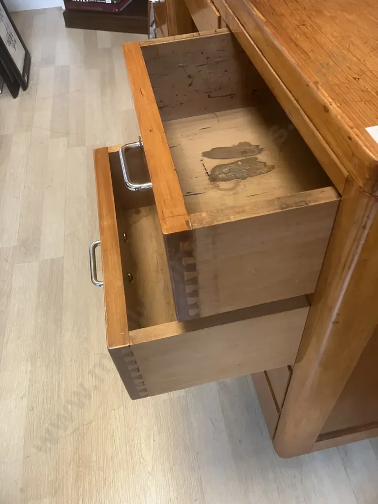 Very Solid Rimu 9 Drawer Desk. Dovetailed Drawers. H76 W76 D76 Image 1++