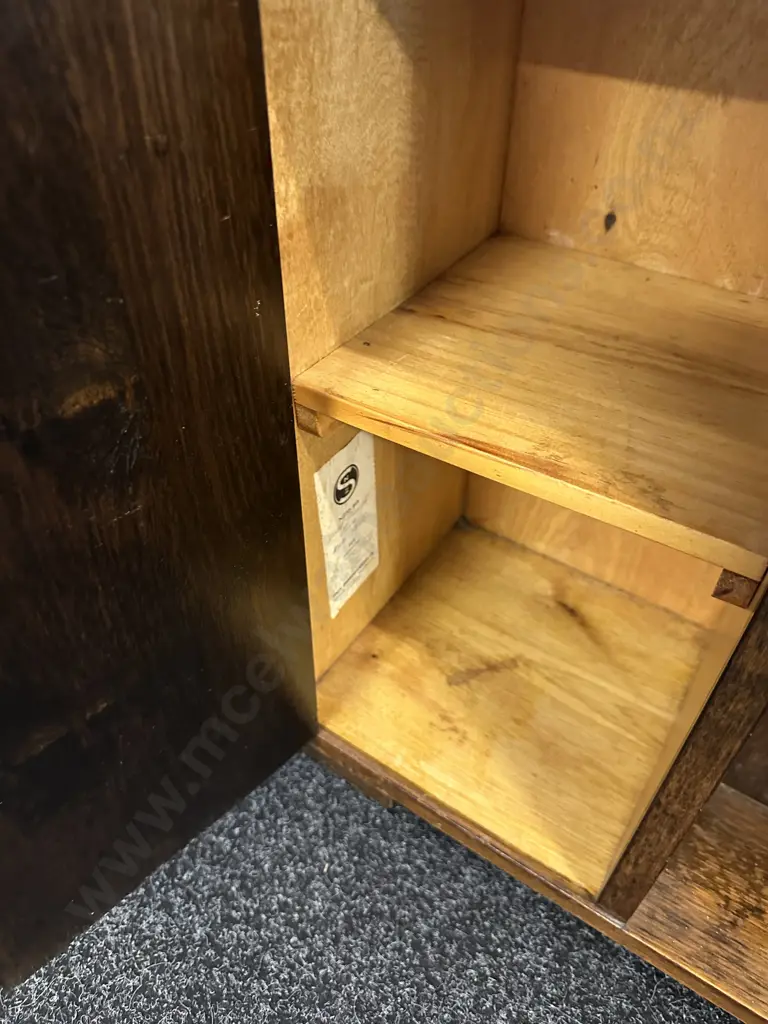 Art Deco Solid Tawa Side Table Bookshelf. H54 W69 D24.5cm Image 1++