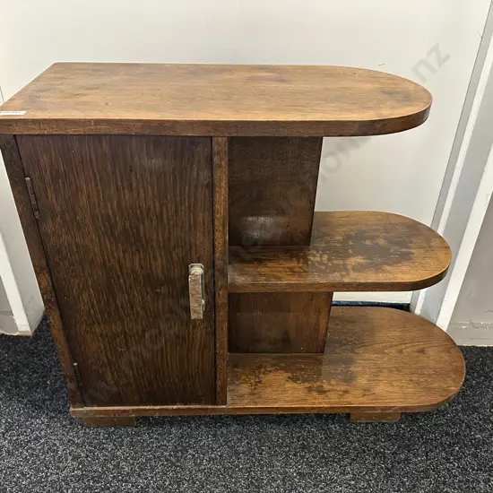 Art Deco Solid Tawa Side Table Bookshelf. H54 W69 D24.5cm
