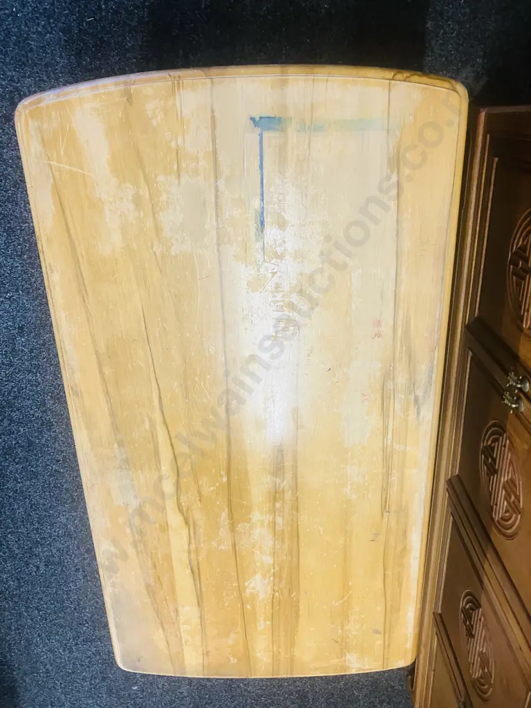 Rimu Coffee Table With Slatted Undershelf, Turned Legs (Top Rough) H45 W103 D55cm Image 1++