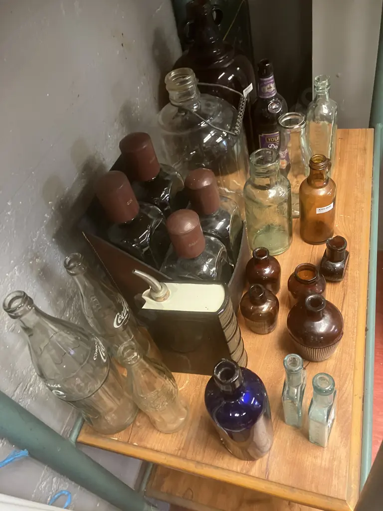 Pair of Antique DAVIS Vegetable Pain Killer Bottles, Poison Bottles, Coke Bottles Etc Image 1++