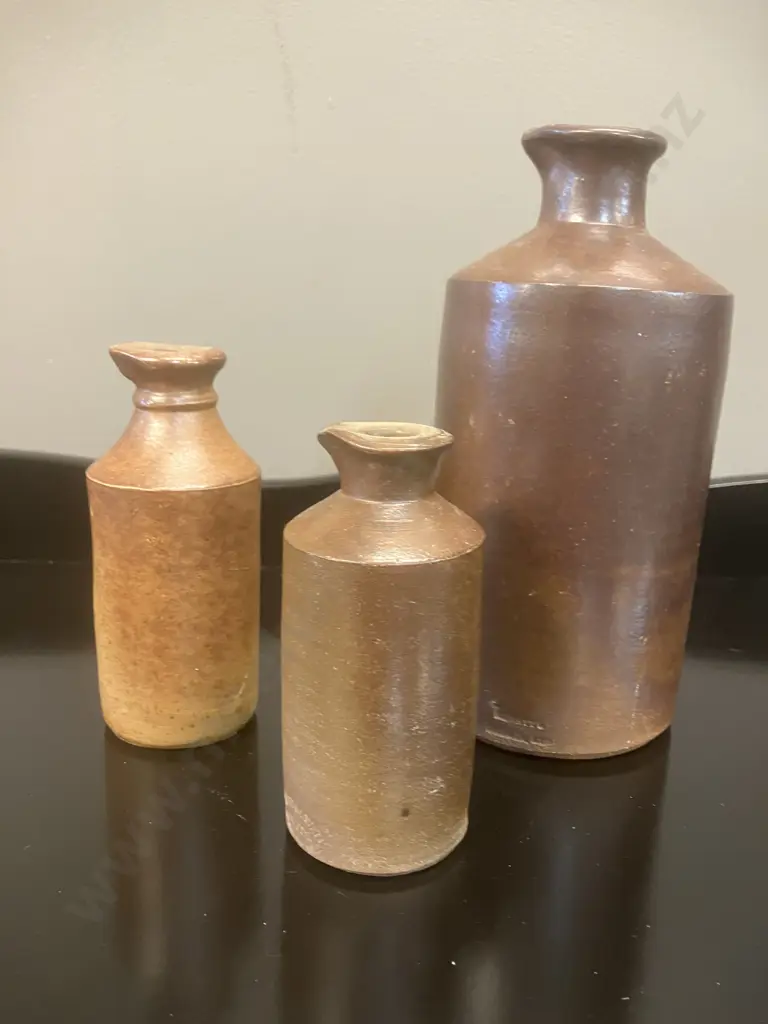Three Antique Salt Glazed Stoneware Ink Bottles - 2 Stamped Lovatt & Lovatt Image 1++