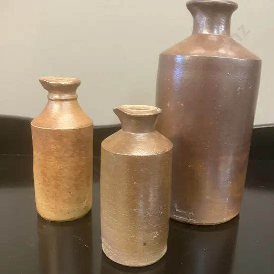 Three Antique Salt Glazed Stoneware Ink Bottles - 2 Stamped Lovatt & Lovatt