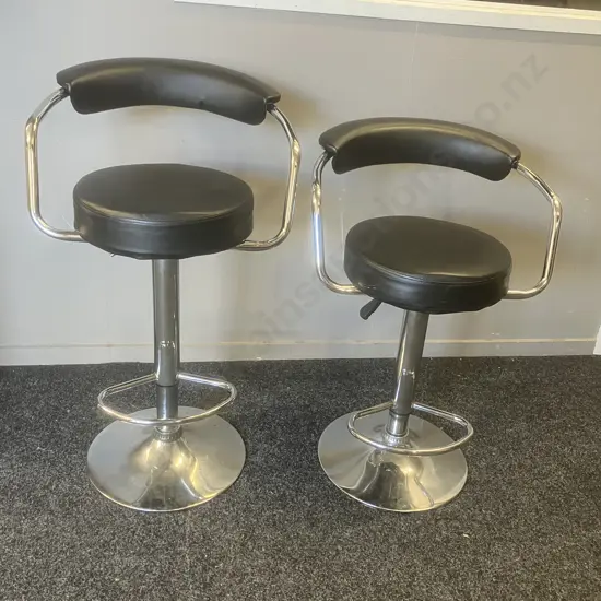 Pair of Black Leather Effect Gaslift Barstools