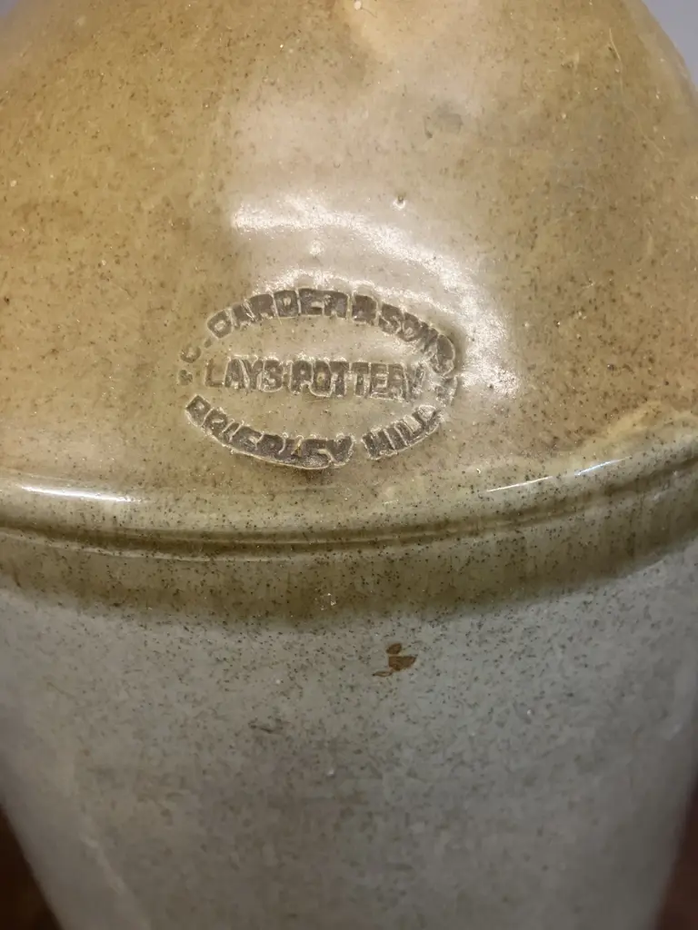 C Carder & Sons Leys Pottery Brierley Hill Stoneware Flagon J.W. Alcock & Co Birminghan (Damaged Handle) Image 1++