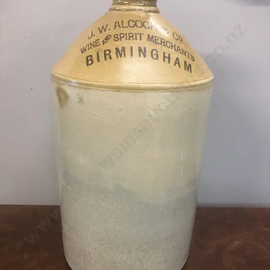 C Carder & Sons Leys Pottery Brierley Hill Stoneware Flagon J.W. Alcock & Co Birminghan (Damaged Handle)
