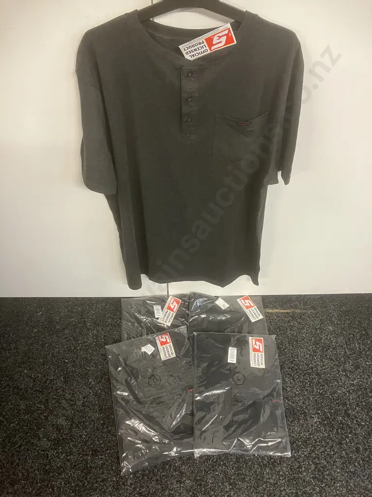 4 x Snap-on Tools Mens Size L Henley Pocket 3 Button Neck T-Shirts Image 1++