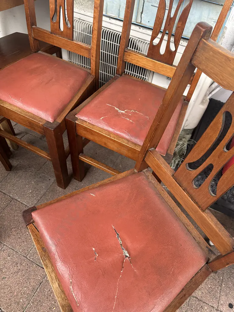 Set of four Antique Mahogany Dining Chairs - seat inserts as is Image 1++