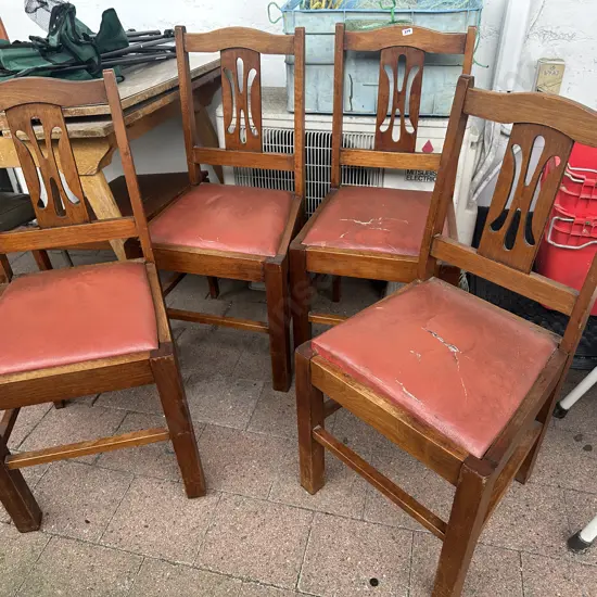 Set of four Antique Mahogany Dining Chairs - seat inserts as is