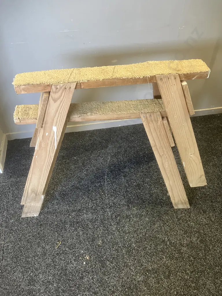 Pair of Wooden Saw Horses Image 1++