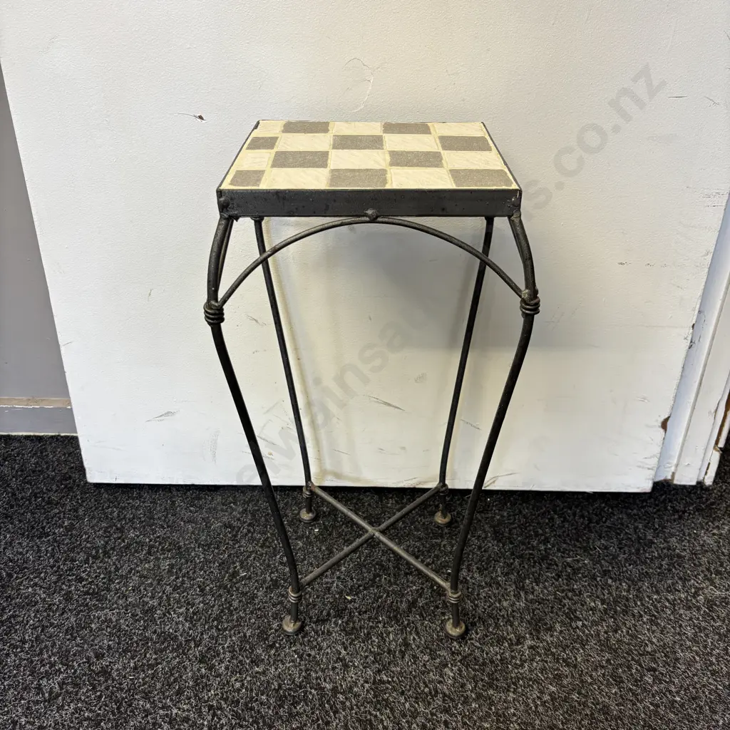 Cast Plant Stand H50cm with 22cm square tiled top Image 1++