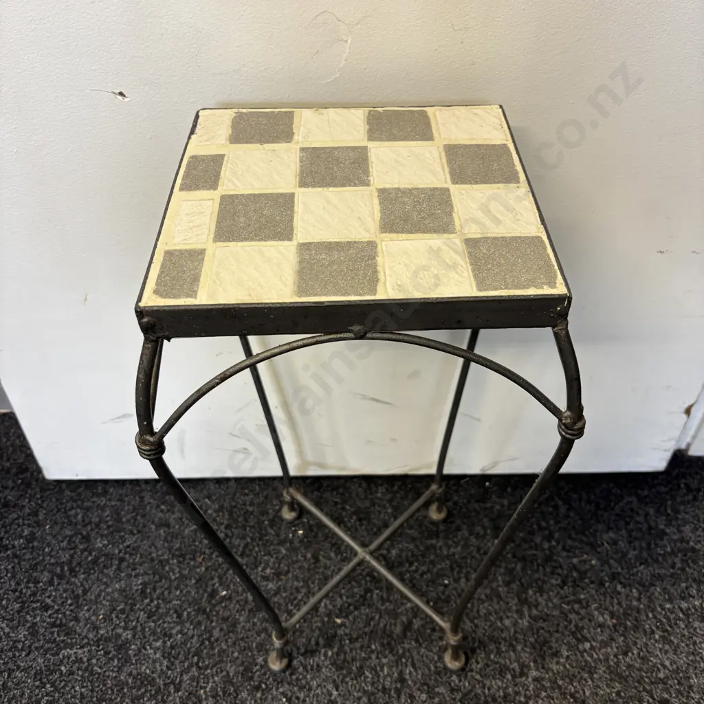 Cast Plant Stand H50cm with 22cm square tiled top Image 1++