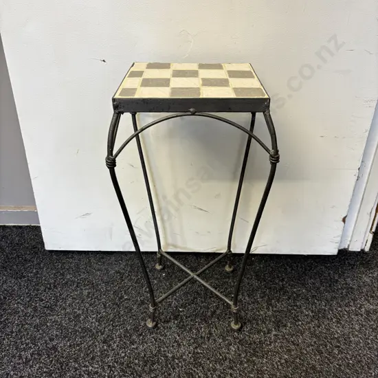 Cast Plant Stand H50cm with 22cm square tiled top