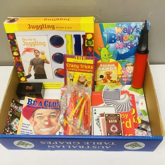 Box lot - Be A Clown, Card Tricks, Balloon Animals, Juggling Etc