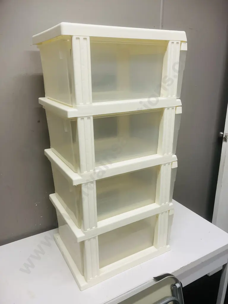 Plastic 4 Drawer Unit & Oztrail Camping Table Image 1++