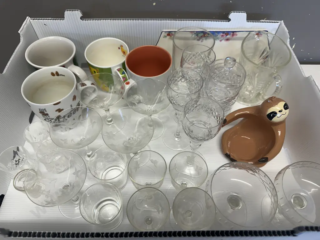Box Lot Of Assorted China & Crystal Items Image 1++