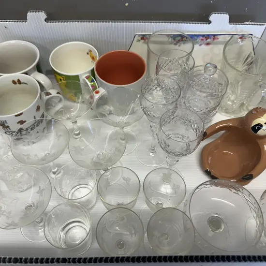 Box Lot Of Assorted China & Crystal Items