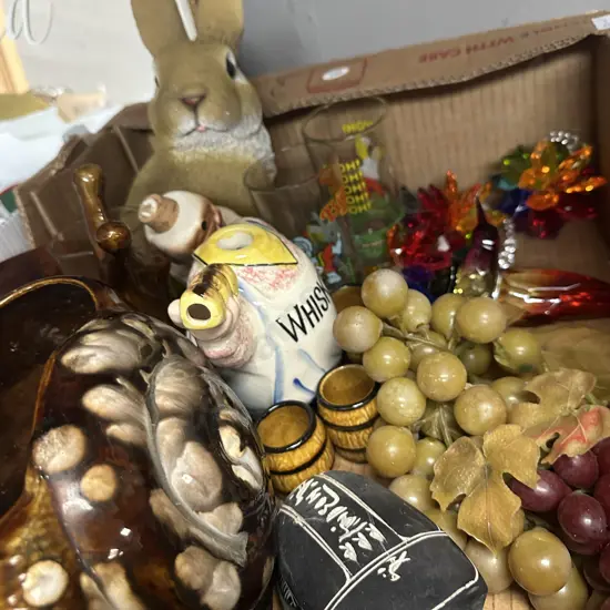 Box Of Vintage Items Including Rabbit, Snail Etc