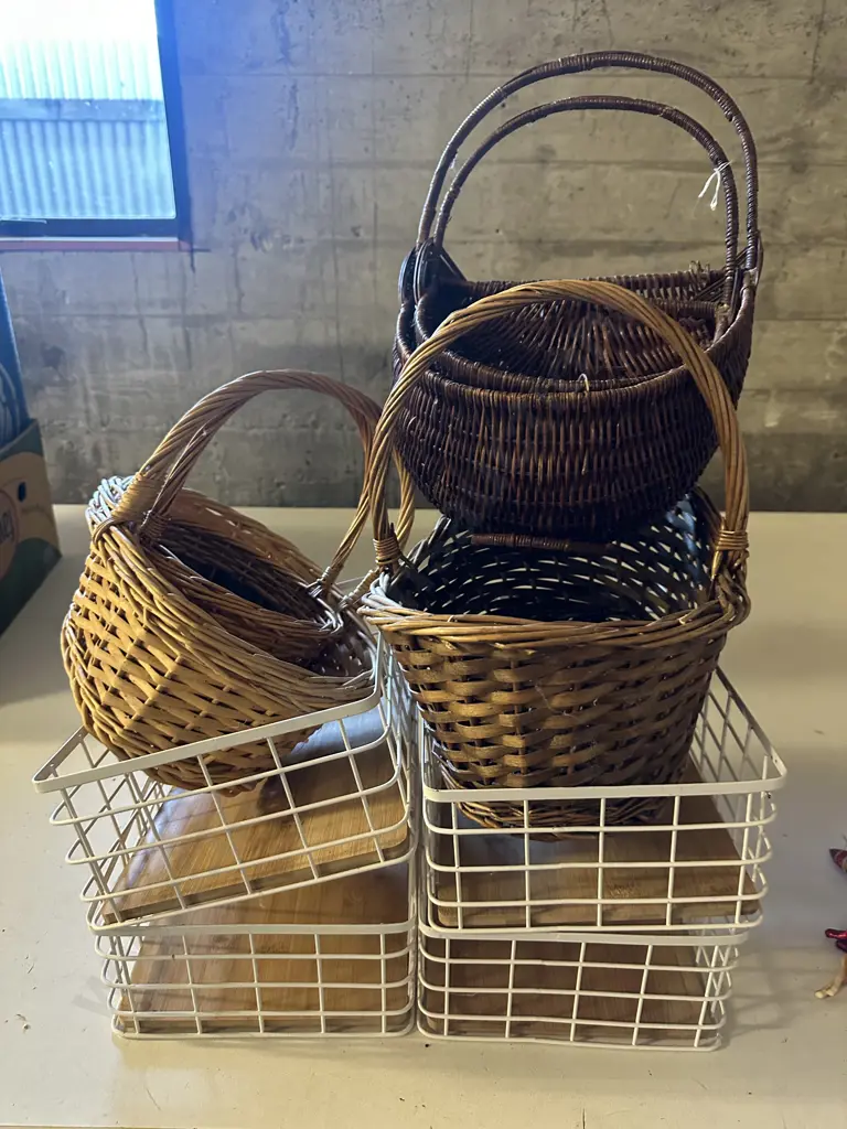 Selection Of Wire & Cane Baskets Image 1++