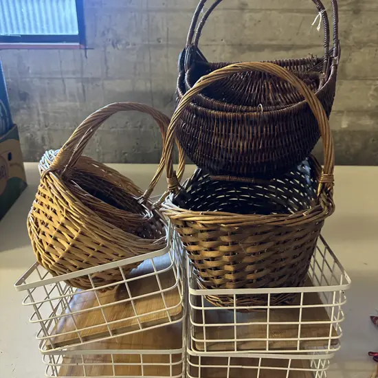 Selection Of Wire & Cane Baskets